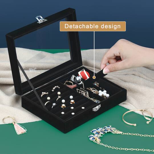 NEX™ 8" Black Velvet Jewelry Organizer For Earring and Rings